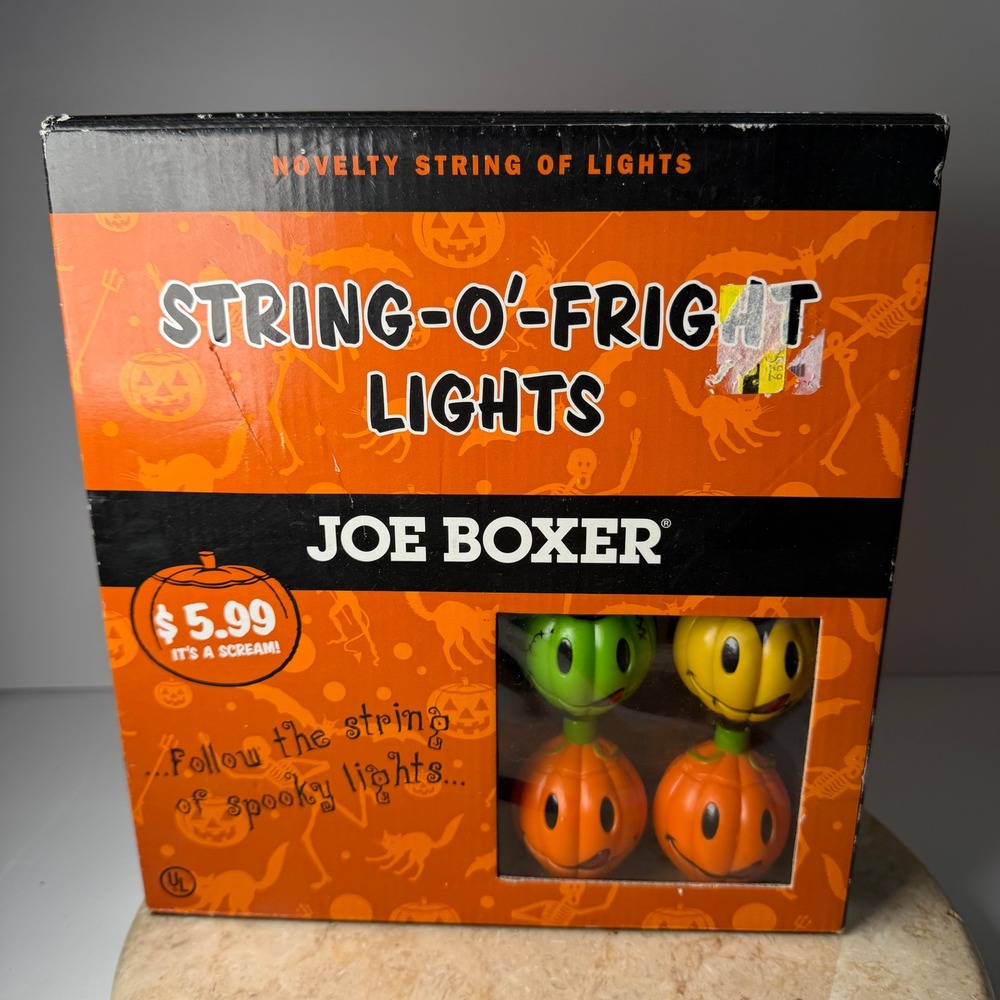 Joe Boxer String-O-Fright Halloween Lights Multicolor Pumpkin Novelty 2003
